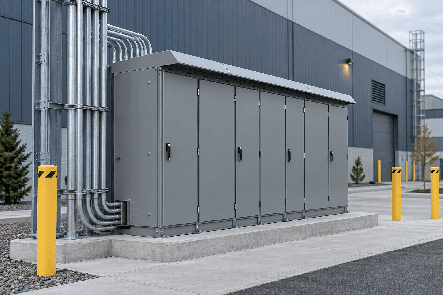 Outdoor Type 3R switchboard installed at a modern industrial facility